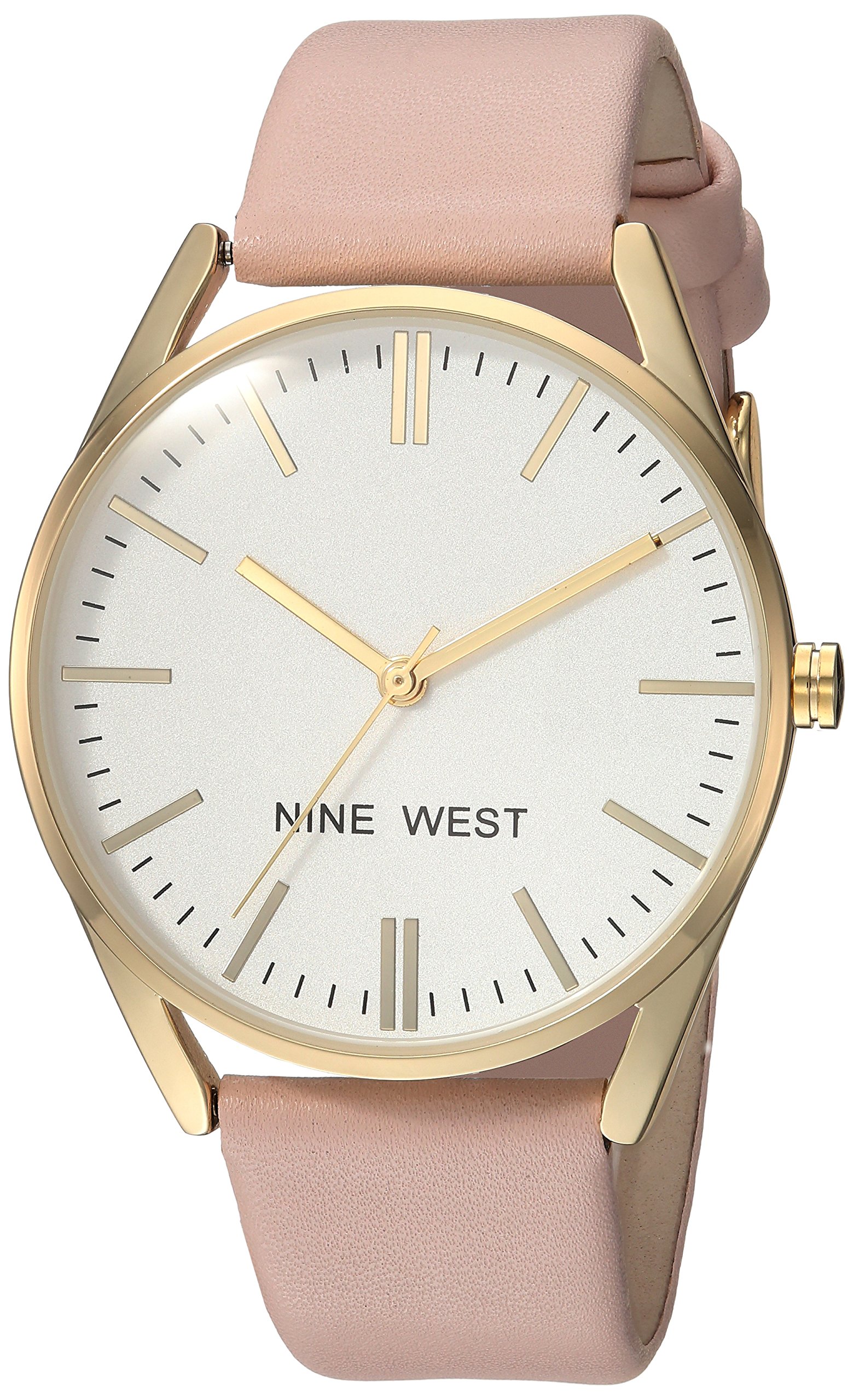 Nine West Women's NW/1994WTPK Gold-Tone and Pastel Pink Strap Watch