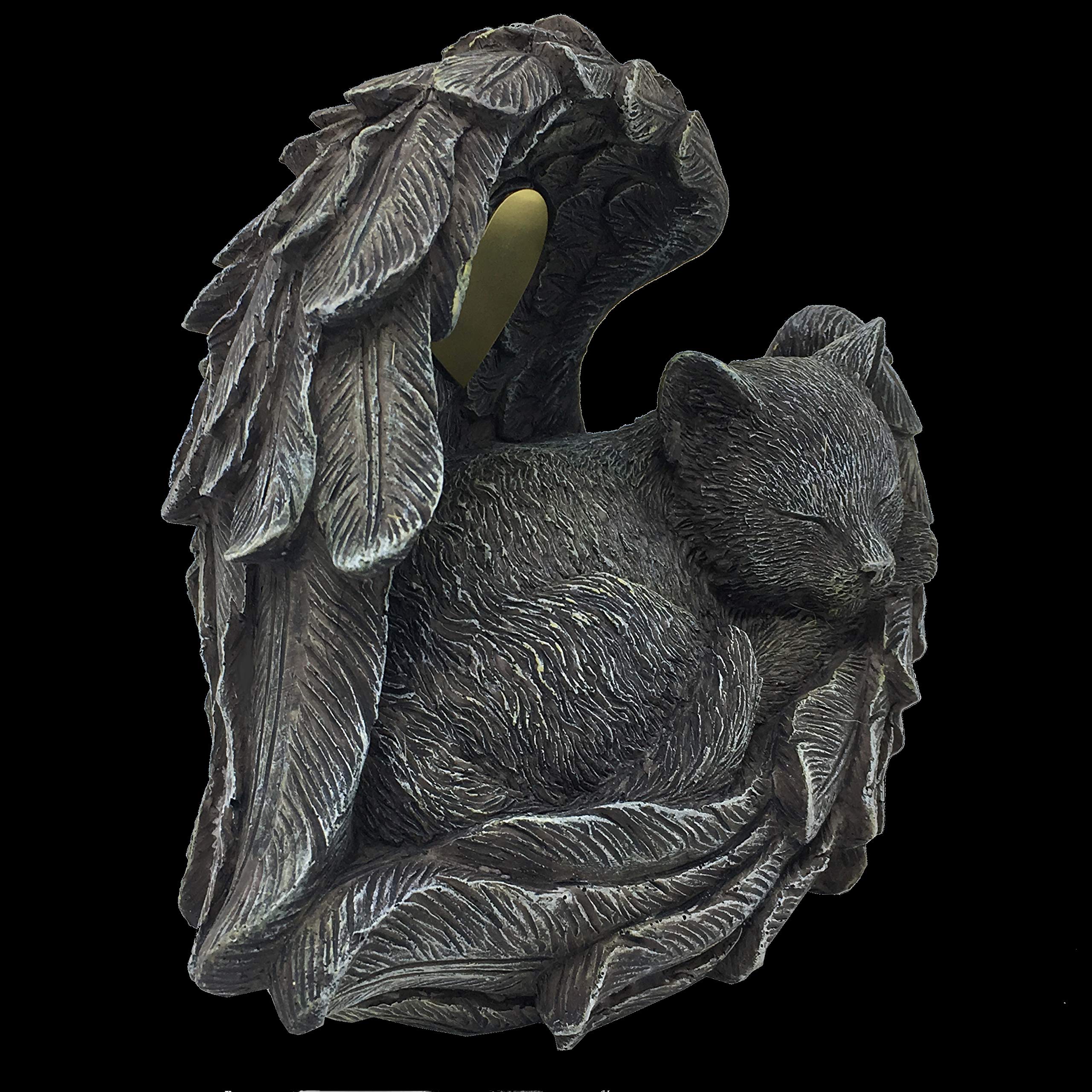 MystiCalls Urna di gatto grigio come figura di angelo nell'ala, urna di animali