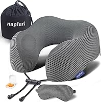 Vista 1 de napfun Almohada cervical para viajar, almohada cervical de viaje mejorada para avión, almohada de viaje de espuma viscoelástica 100% pura