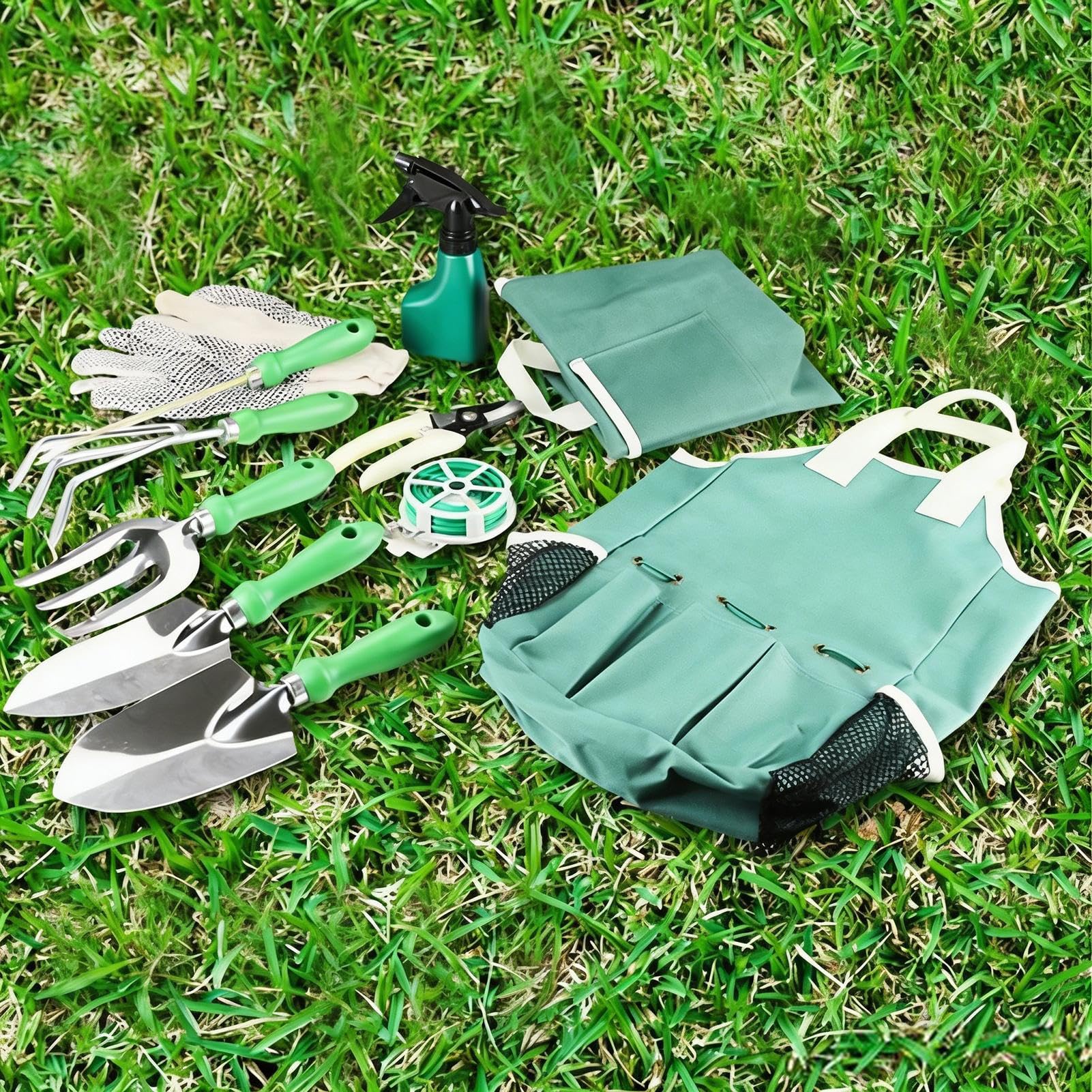 Juego de herramientas de jardinería - Pala sólida | Kit de cuidado de jardín de 11 piezas, para mujeres, principiantes, árboles, césped, flores, jardinero