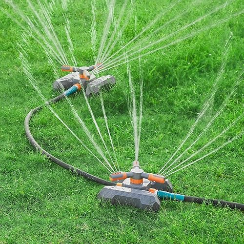 Miniatura 4 de LINEX Rociadores para patio, rociador giratorio de 360 grados para jardín y césped para una cobertura de área grande, rociador ajustable para