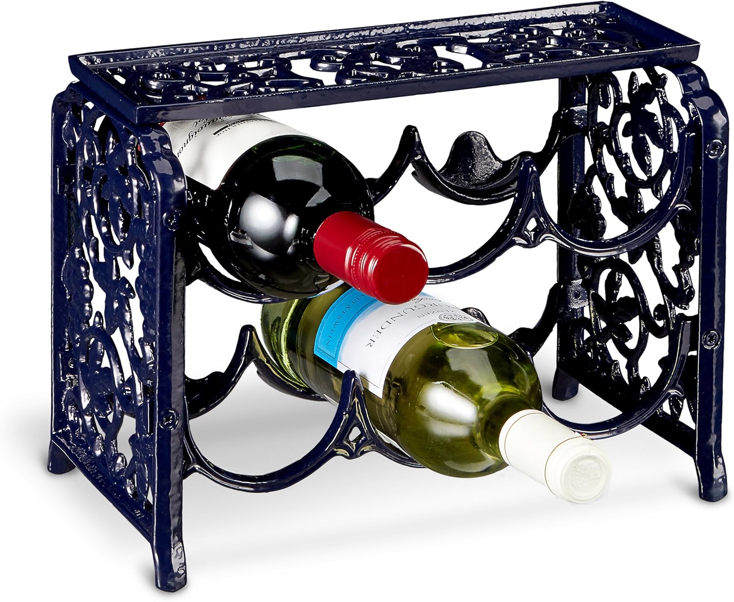 Relaxdays Cast Iron Wine Rack for 6 Wine Bottles, 24 x 31 x 18 cm, Iron