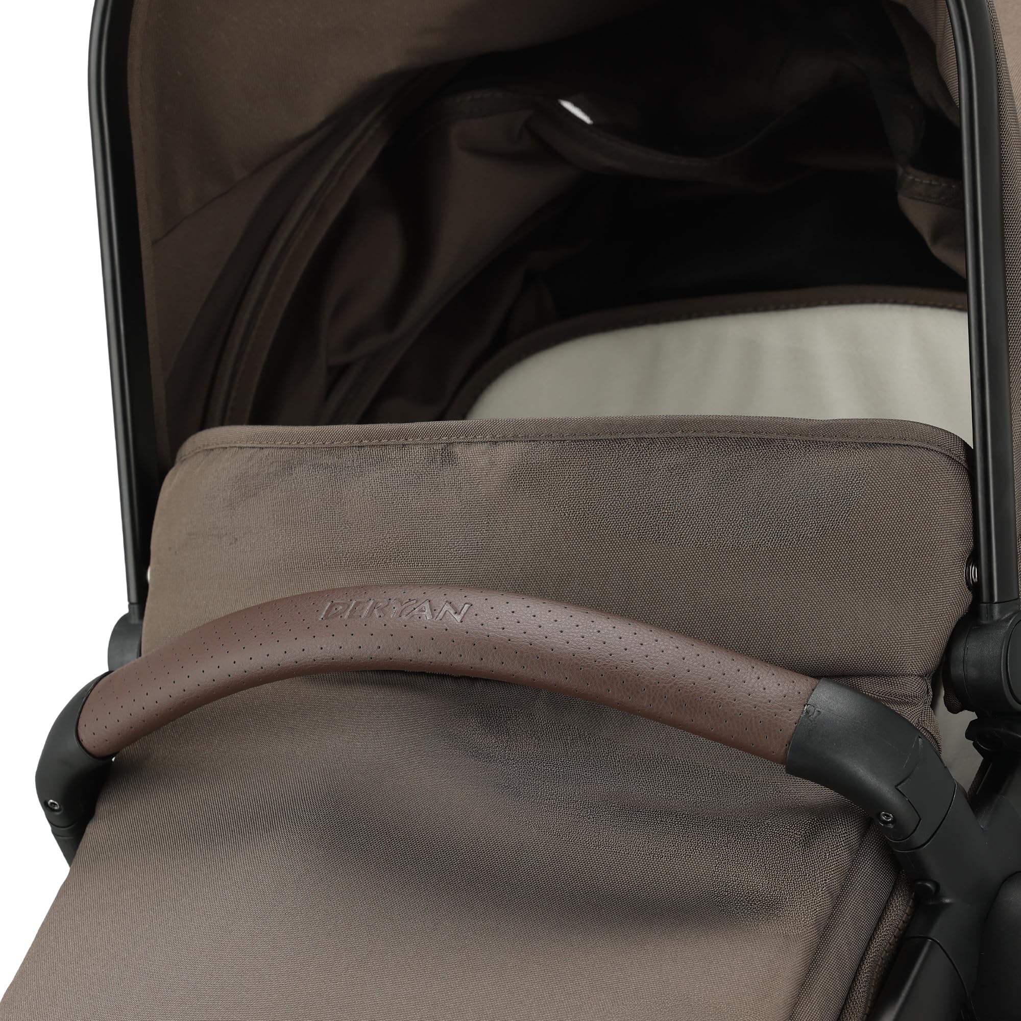 Deryan NOA Passeggino combinato 3 in 1, con seggiolino auto, passeggino multifunzione, con lettino, seggiolino sportivo e seggiolino, leggero e pieghevole, Nocciola