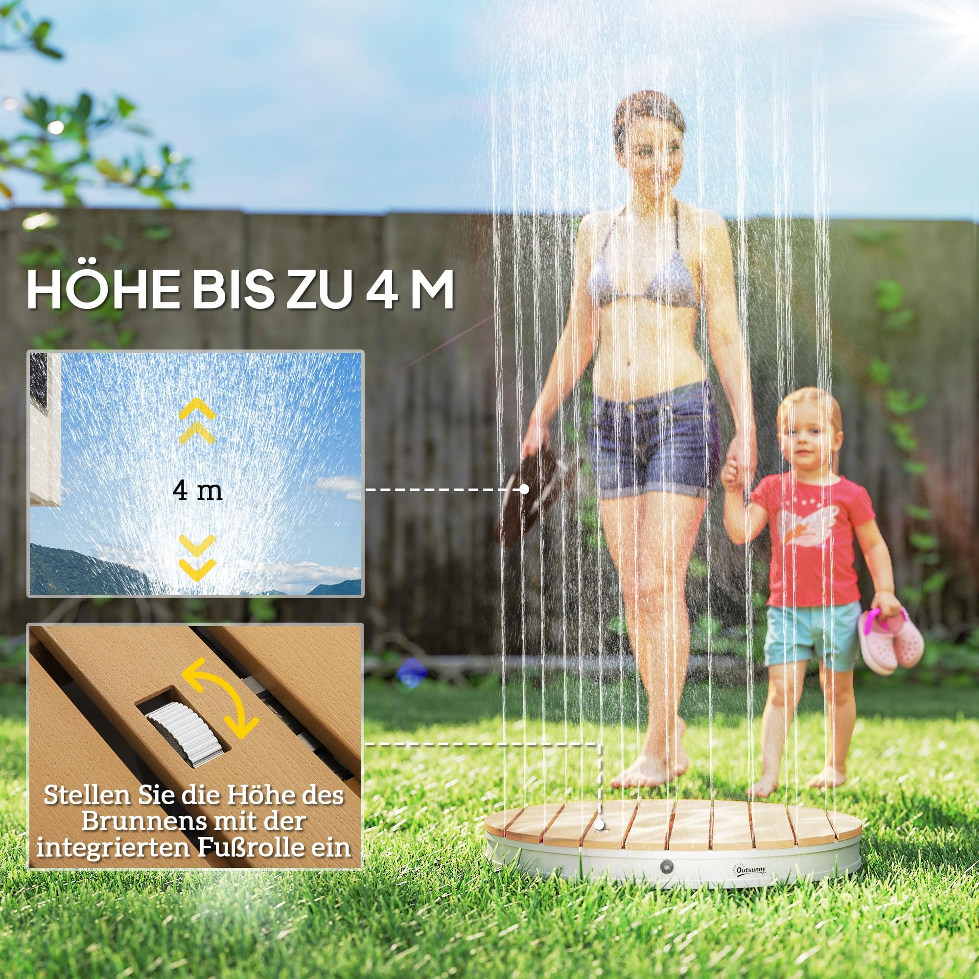 Outsunny Prysznic z regulowanym podnóżkiem aluminiowy Ø70,5 cm okr.