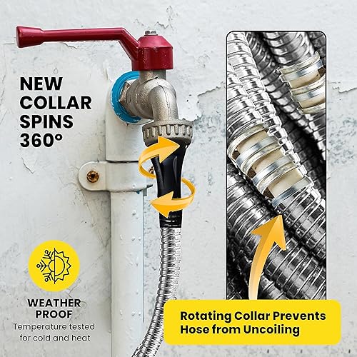 Miniatura 6 de BIONIC STEEL PRO - Manguera de jardín de metal de 50 pies con boquilla, manguera de agua de acero inoxidable 304, manguera de jardín de 50 pies,