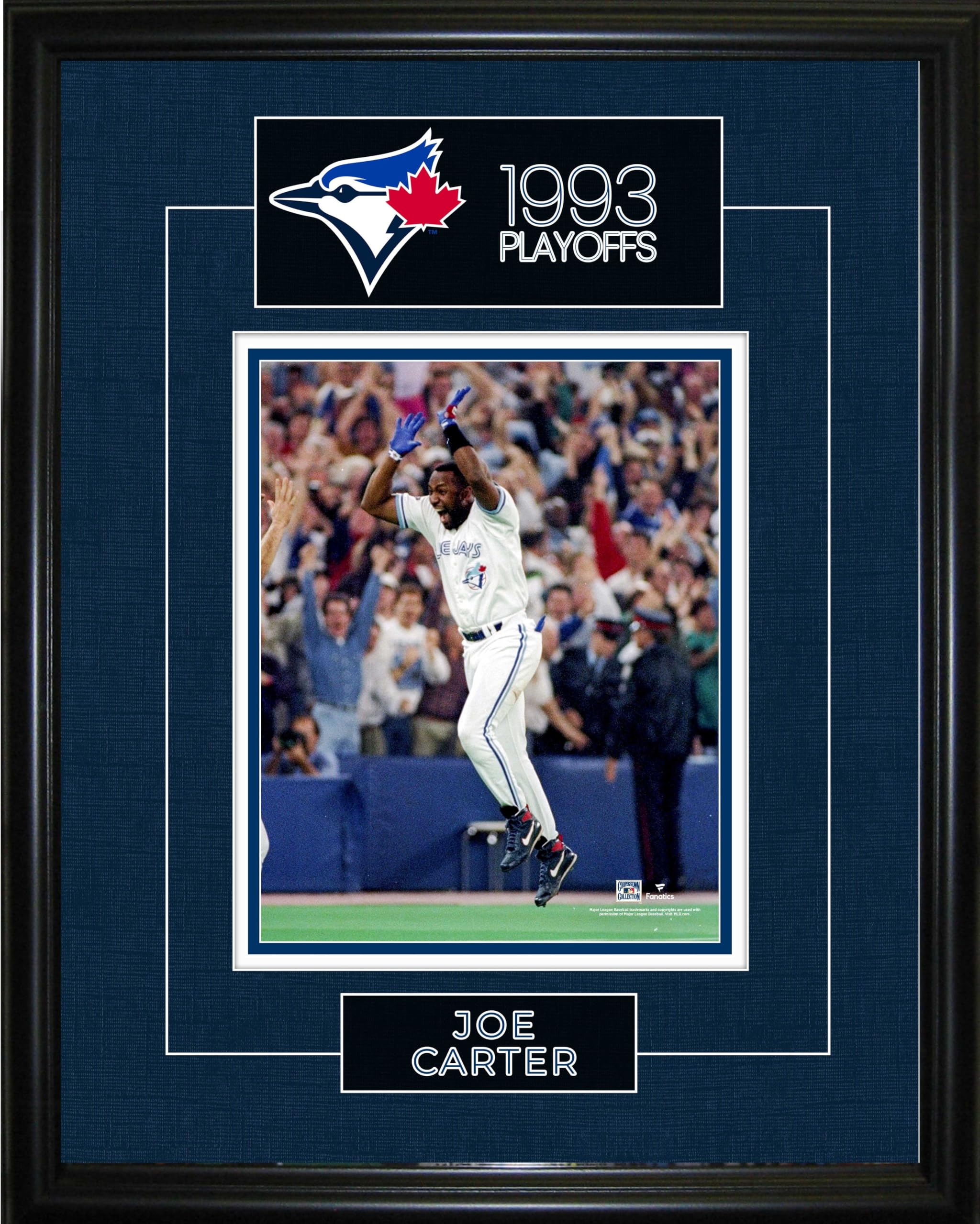Frameworth Joe Carter Walk-Off 1993 World Series Toronto Blue Jays Framed Photo MLB Licensed Championship Baseball Memorabilia Authentic Collectible Wall Art - 1
