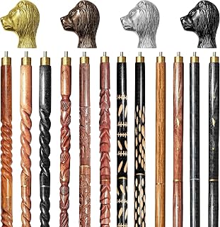 Wood Walking Staff Cane Stick with Lion Handle, Rubber Ferrule, Foldable, Adjustable, Custom 31-61 in, AANWS147
