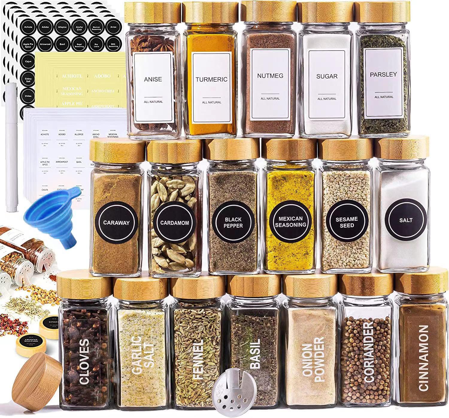 Glass Spice Jars With Labels 24 Pcs Oz Seasoning Desertcart