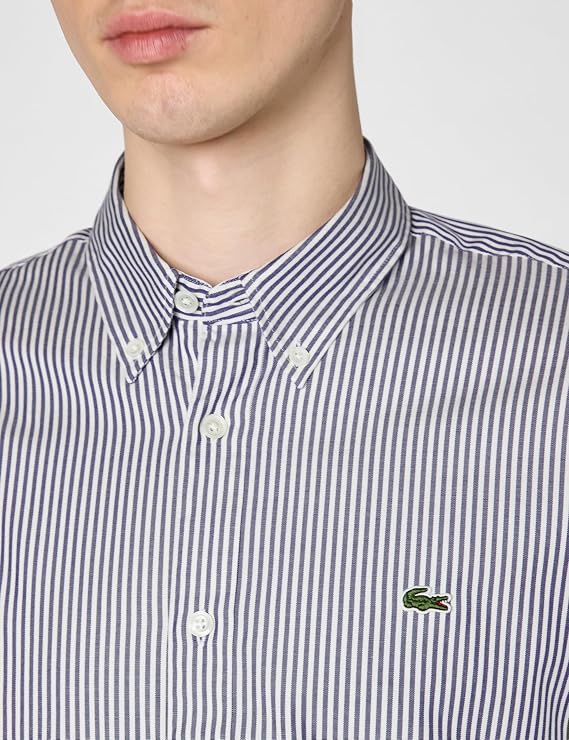 Lacoste Men's Regular Fit Long Sleeve Button Down Stripe Shirt