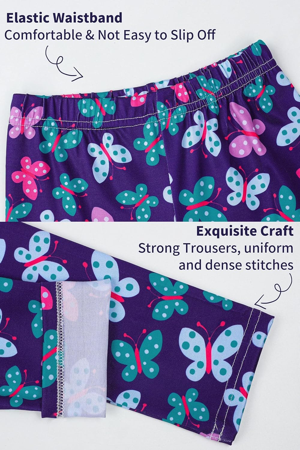 TODDOR 4 Pack Girls Printed Leggings Multipack Girls Stretchy Tights Athletic Leggings Kids Printed Pants 6-12 Years - Image 2