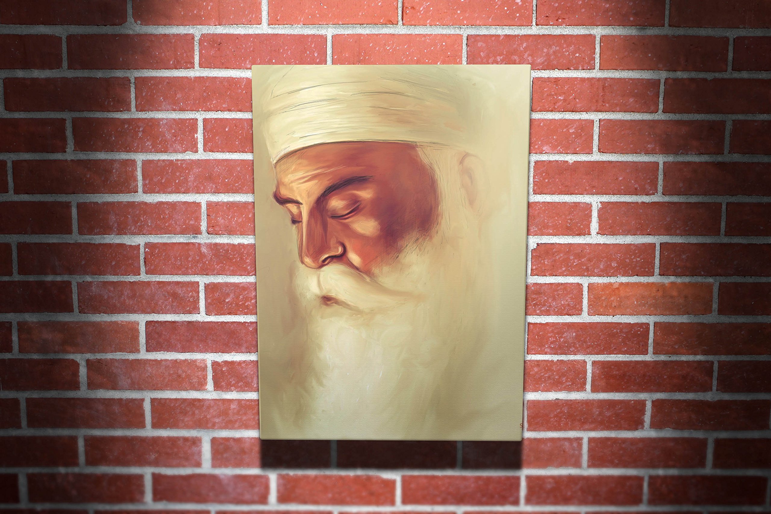 I Art Box Guru Nanak Dev Ji Face Sikhism Religious Gallery Framed Canvas Art Picture Print