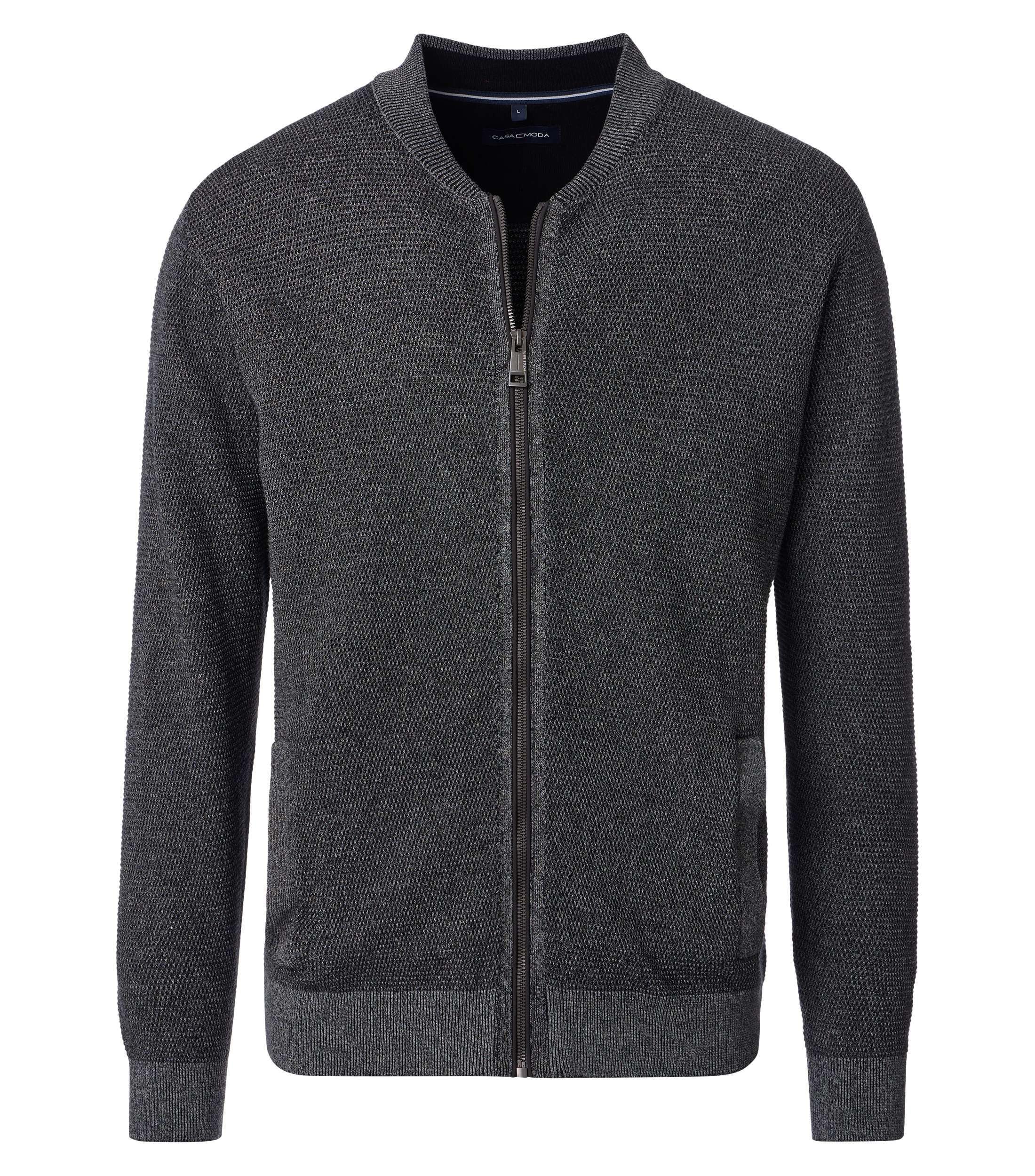 CASAMODA Strickjacke Herren Uni Größe M Dunkelgrau
