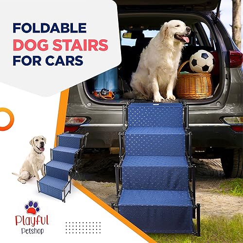 Miniatura 7 de Playful Petshop Rampa para perros para automóvil, perros pequeños, medianos y grandes, escalones ligeros para perros para automóviles y SUV, camión,