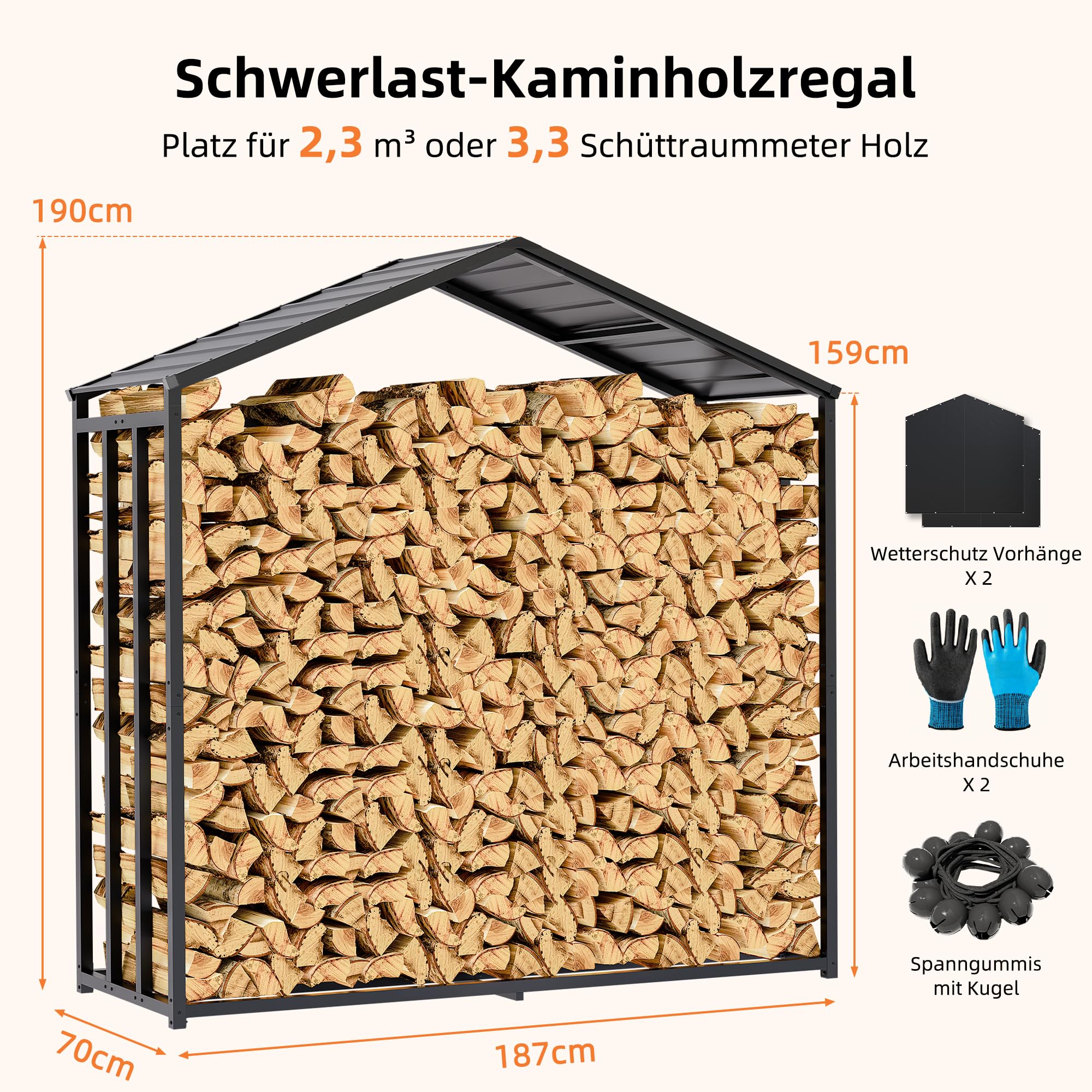 Amopatio Metalowy regał na drewno kominkowe 1009
