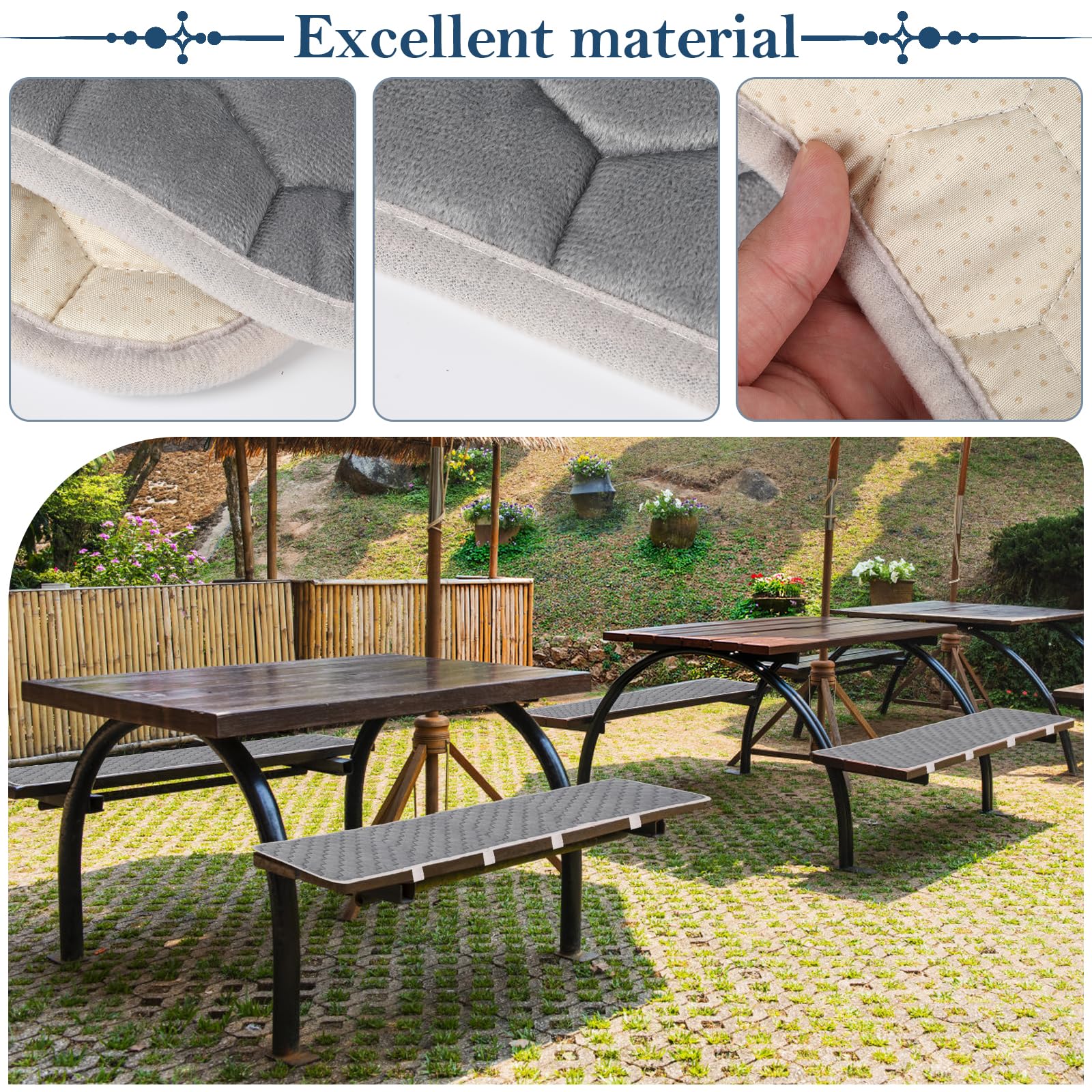 2er Set Bierbankauflagen Weicher Flanell Bankauflage mit Haltebändern - Sitzauflagen Bierzeltgarnitur Sitzpolster für Indoor Outdoor (28x180cm)