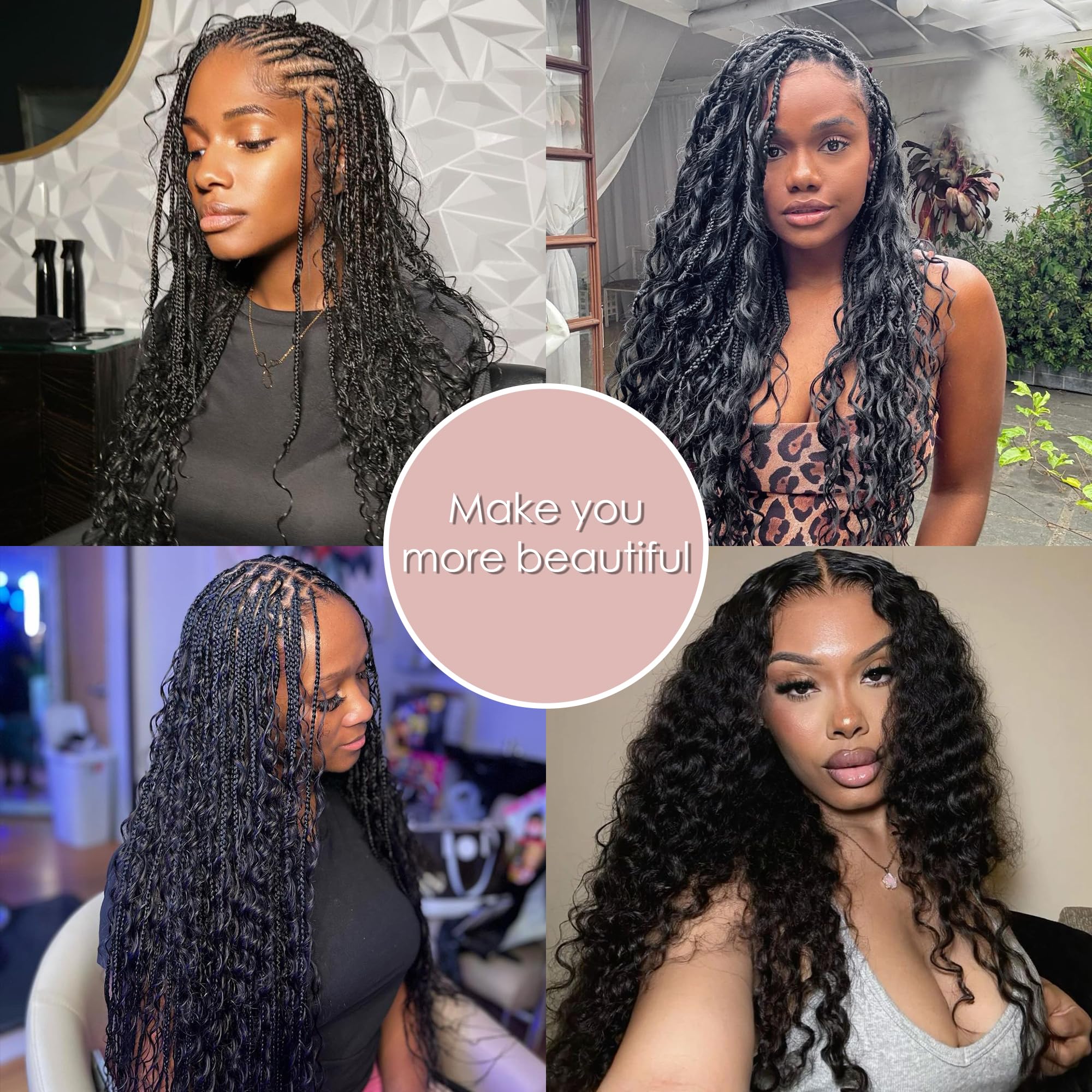 50g/1Pack Miracle Knots Crochet Human Hair, 18 inch Crochet Human Hair Deep Wave Pre-Separated Invisible Feather Crochet Braids Natural Hair for Black Women (#NA, Deep Wave, 18pouces)
