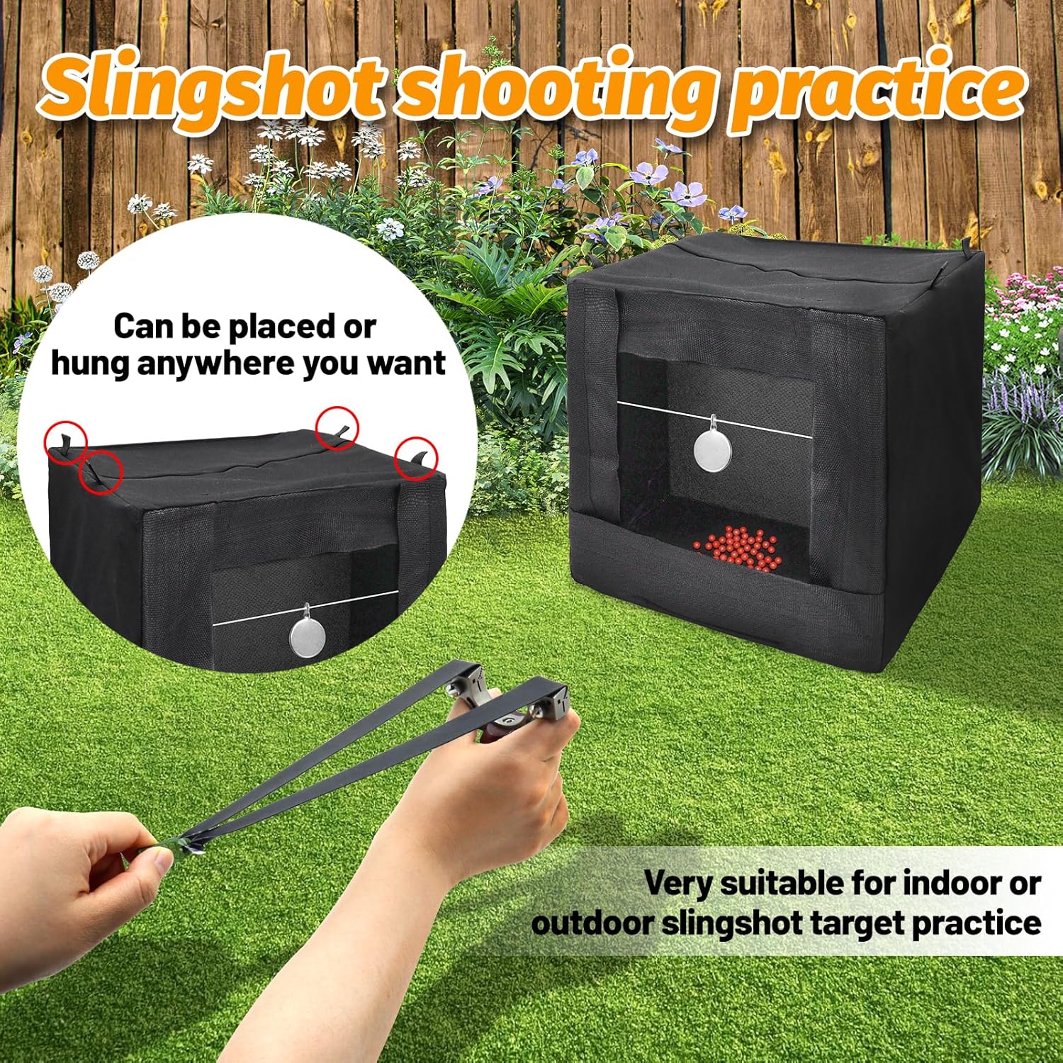 Slingshot Target Box 40x40x40cm Portable Slingshot Target Catcher Box Folding Slingshot Case with Buffer Cloth for Target Practice