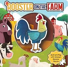 Little Hippo Books Rooster on the Farm | Interactive Toddler Toy and Book with Wooden Puzzle for Kids and Baby | Farm Puzzle Wooden Toy Plus Board ... Farm Animal Baby Book with Wooden Toy Puzzle