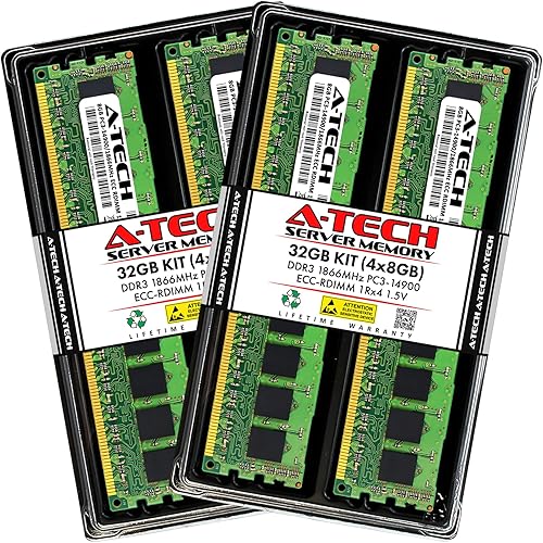 A-Tech Kit de 32 GB (4 x 8 GB) RAM para Supermicro SUPER X9DRi-LN4F+, X9DRW-7TPF+, X9QRi-F+, X9SRD-F, X9SRE-3F, X9SRH-7TF, X9SRi-F | DDR3 1866MHz