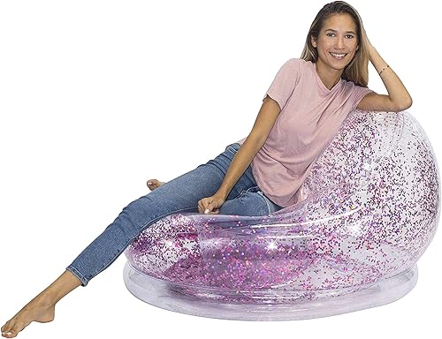 Miniatura 4 de Air Candy Silla inflable con purpurina, rellena con purpurina holográfica que cambia de color de 0.236 pulgadas, fabricada con PVC fuerte que
