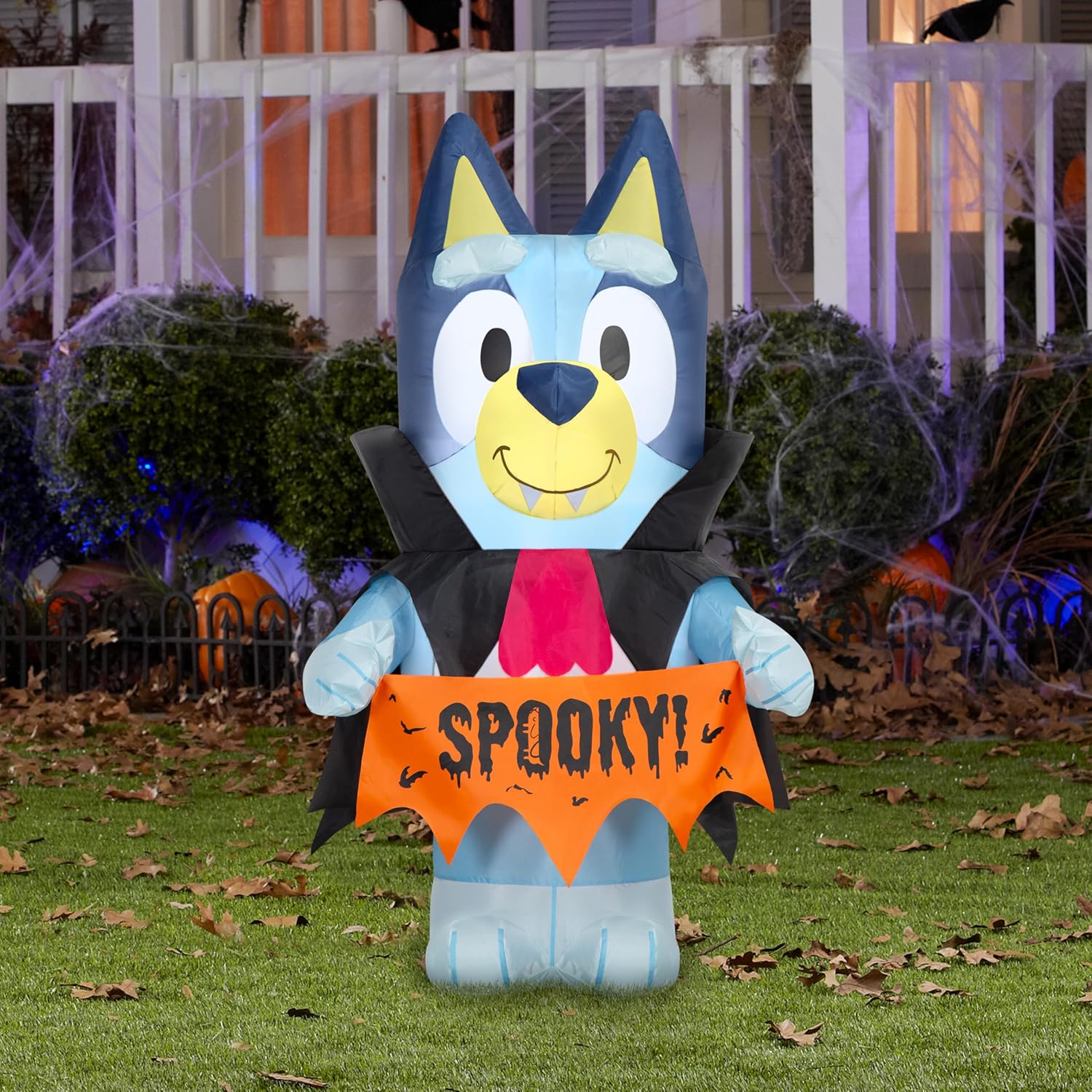 Gemmy Bluey Halloween Inflatable, 3.5 Ft Tall Lighted Bluey in Vampire Costume Yard Decoration, Outdoor Decor with Stakes and Tethers