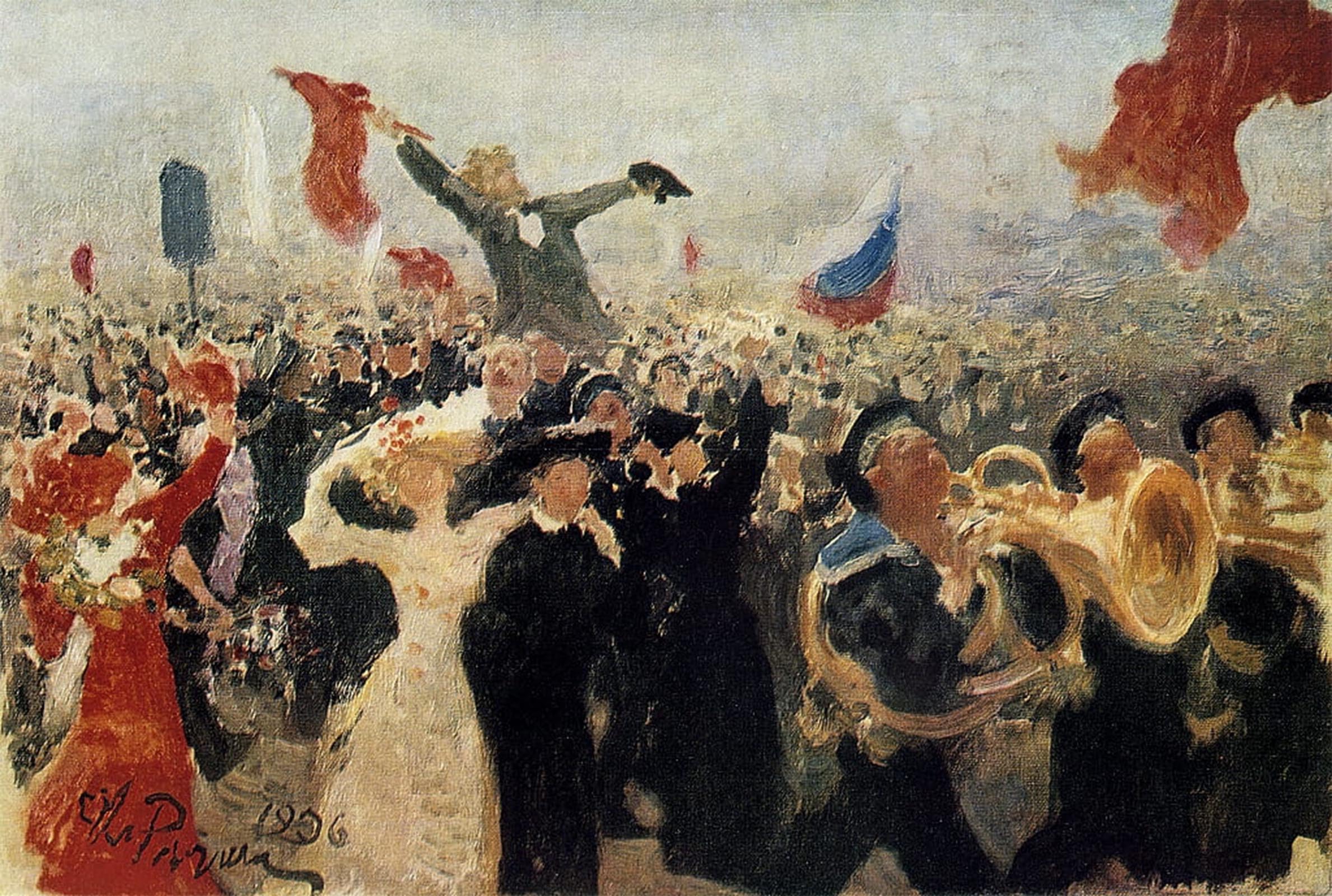 ARTXLXXBN Famous Painting Art Wall Decor Abstract Art Picture the Demonstration of Th October by Ilya Efimovich Repin Animal Pictures for Home Decor 60x90cm