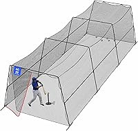 HOME 30FT/40FT Backyard Baseball Batting Cage with Heavy-Duty Steel Frame, Weatherproof Net & Stable T-Frame