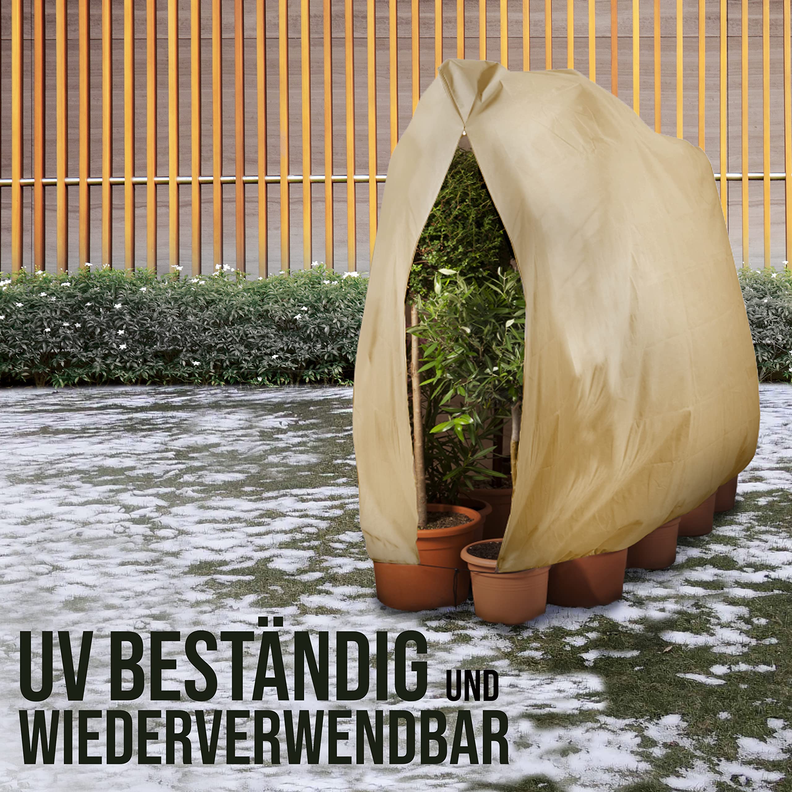 Tropictrees Winterschutz (240x200 cm) für Pflanzen und Bäume | atmungsaktiver Winterschutz für Pflanzen mit Reißverschluss und Kordelzug | Schutz vor Kälte und Frost | reißfest & wiederverwendbar