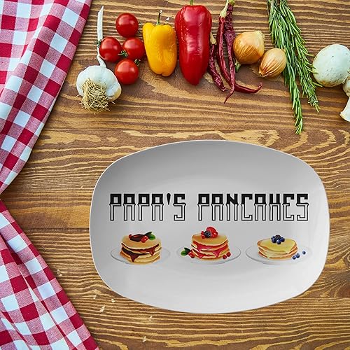 Miniatura 5 de Plato personalizado con nombre de papá en panqueques para servir panqueques, plato con nombres personalizados para jardín, barbacoa, reunión