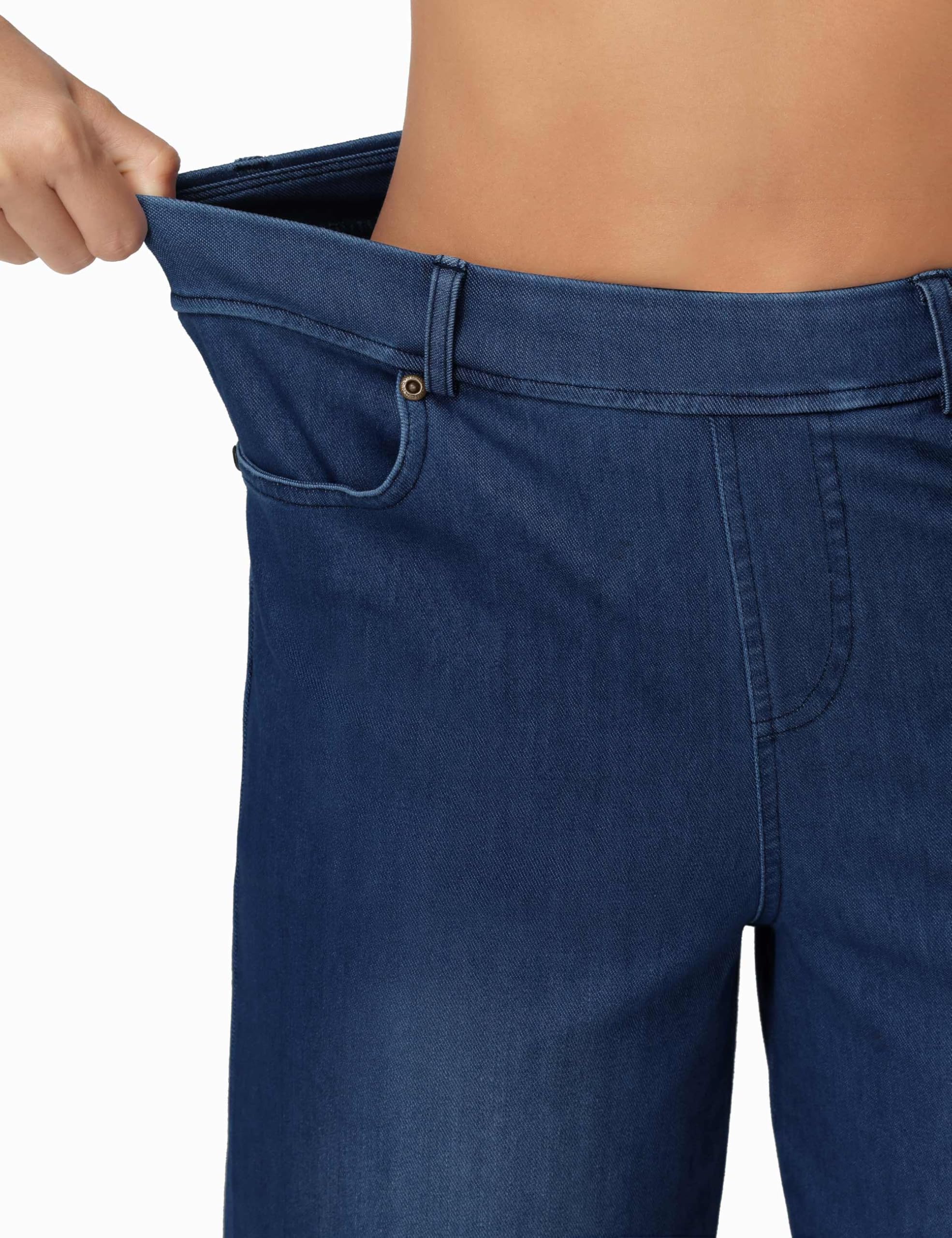 THE GYM PEOPLE Jean ample à enfiler pour femme - Extensible - Tendance - Décontracté - Droit - Avec poches