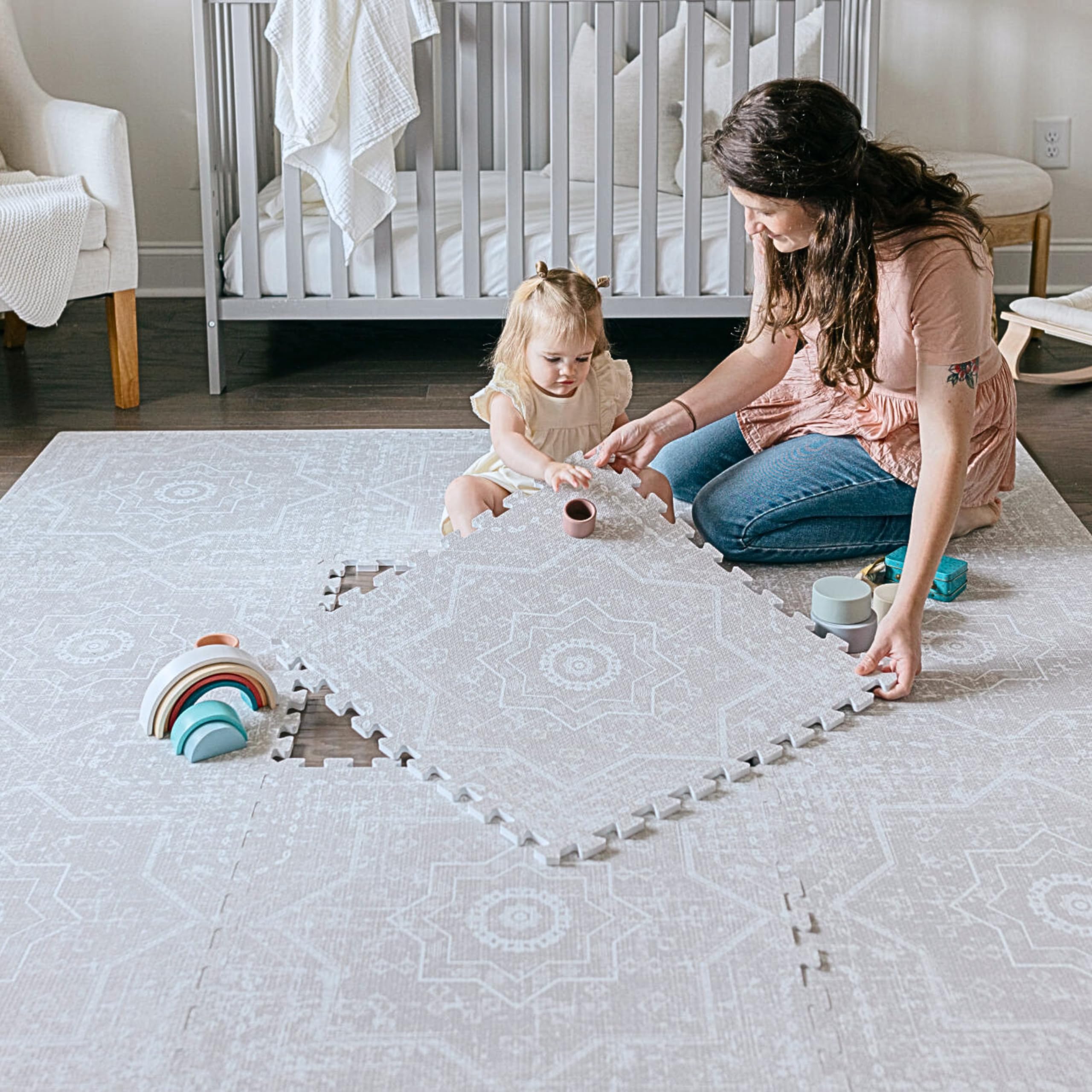 Baby Play Mats for Floor Layla (4x6ft) Premium EVA Foam Play Mat for  Babies Toddlers Perfect for Tummy Time, Crawling, Playroom Stylish