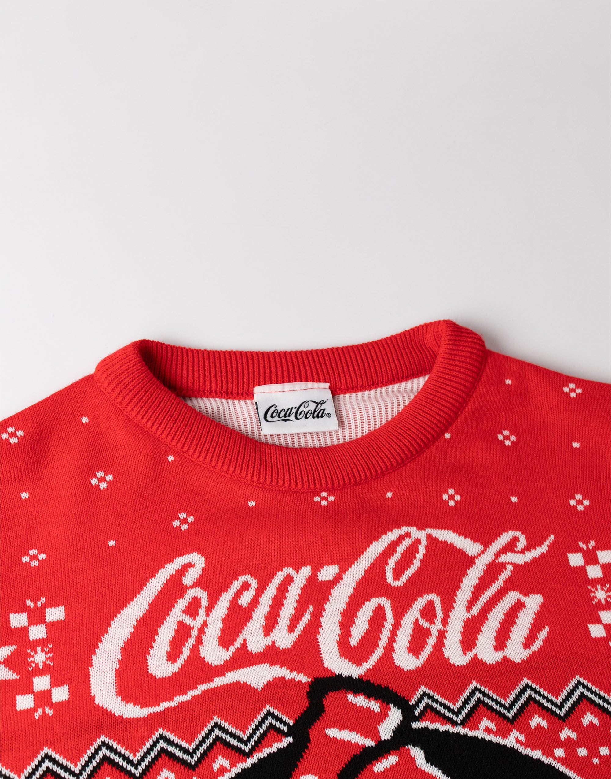 Coca-Cola Maglione Natalizio da Uomo con Logo Fair Isle Rosso | Maglione Girocollo a Maniche Lunghe per Le Feste | Abbigliamento Festivo per Natale