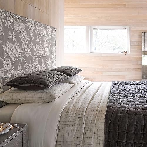 Miniatura 6 de Pine Cone Hill Vienna - Funda acolchada de pizarra de terciopelo, tamaño europeo, patrón sólido gris