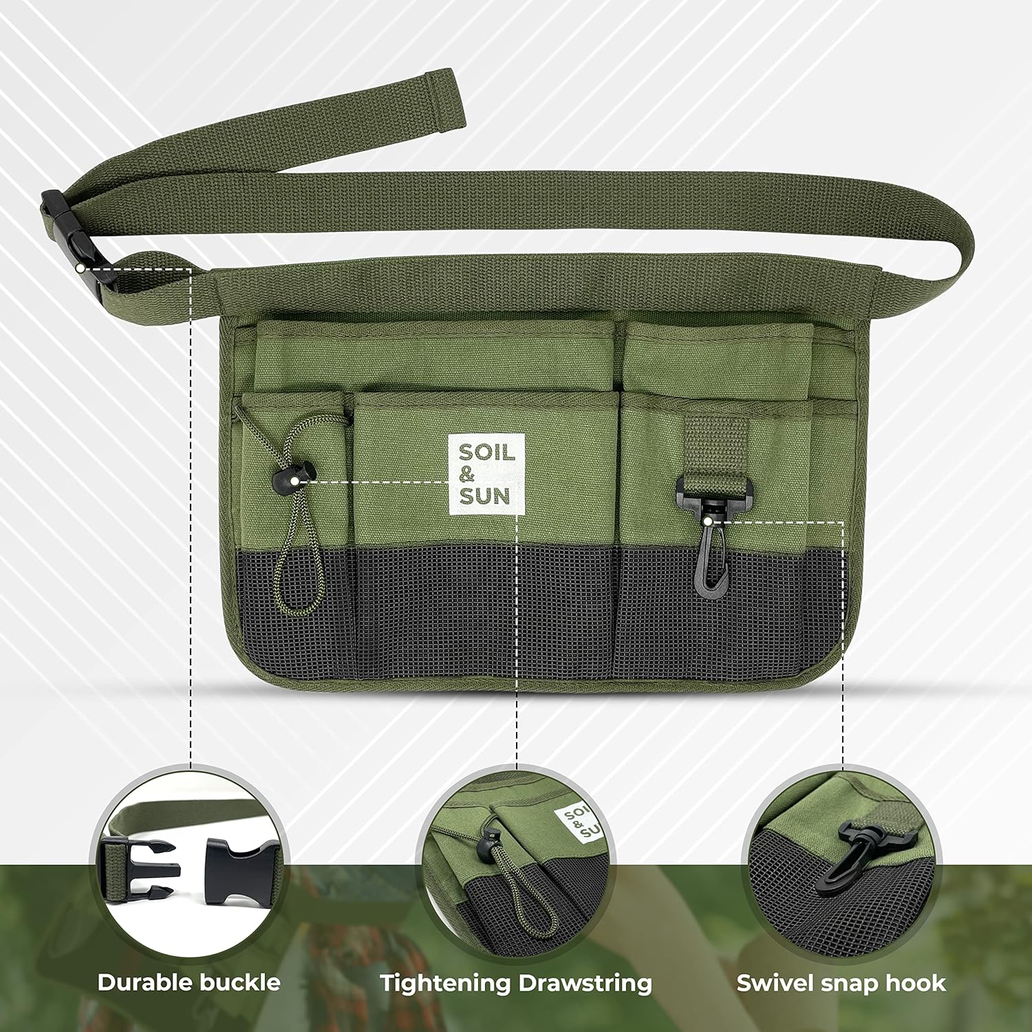 Soil & Sun Garden Tool Belt for Women, Tool Apron, Utility Belt Women, Teacher, Canvas Waist Apron with Pockets,Garden Aprons