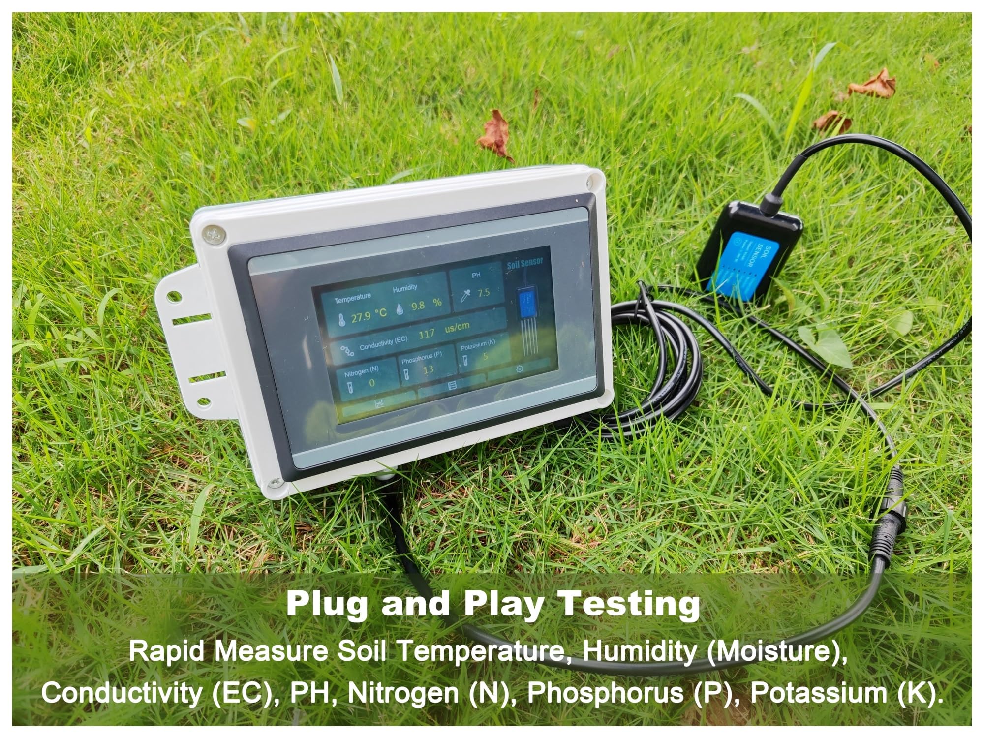 Medidor De Humedad Sensor 7 En 1 De Humedad Del Suelo, Temperatura, Humedad, EC, PH, NPK, Medidor Rápido De Prueba De Suelo