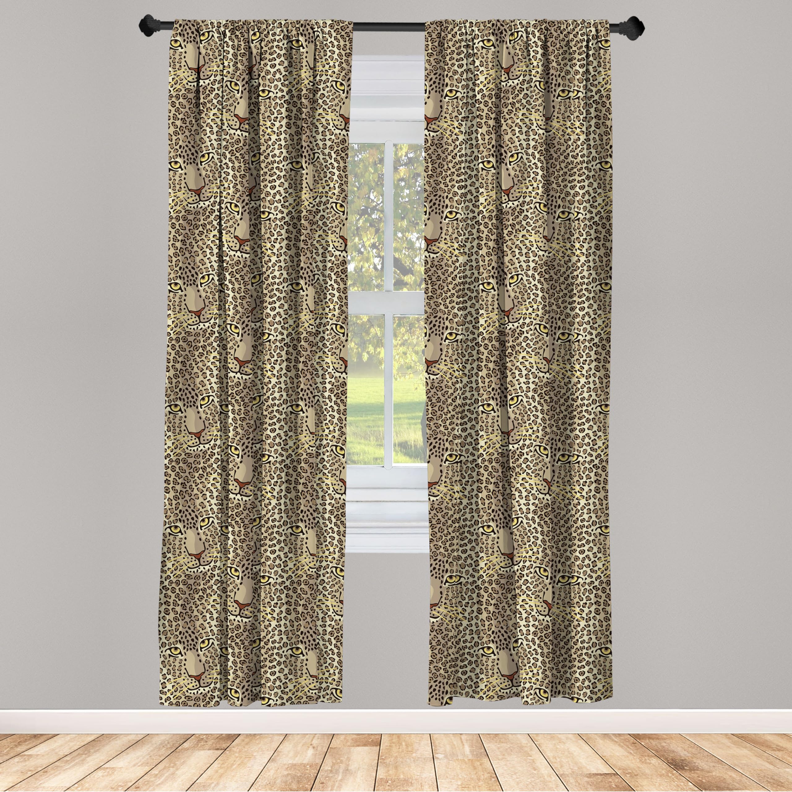 ABAKUHAUS Leopardato Tenda a Pannello Set di 2