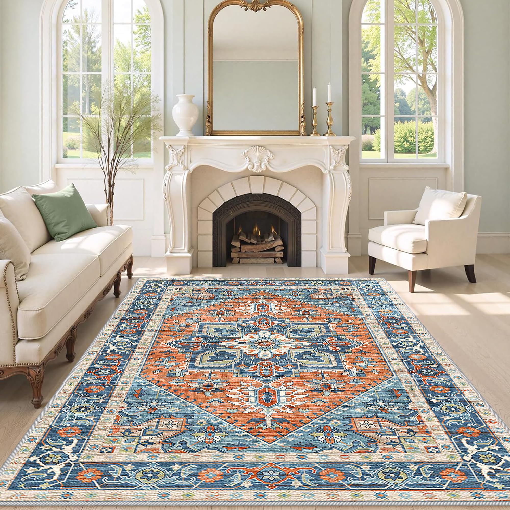 Dywany do salonu, 170 x 200 cm Dywan do jadalni Dywany do sypialni, Dywan do sypialni z krótkim włosiem, Zmywalne maty kuchenne, Dywan do salonu Antypoślizgowy Zmywalny Dywan Salon