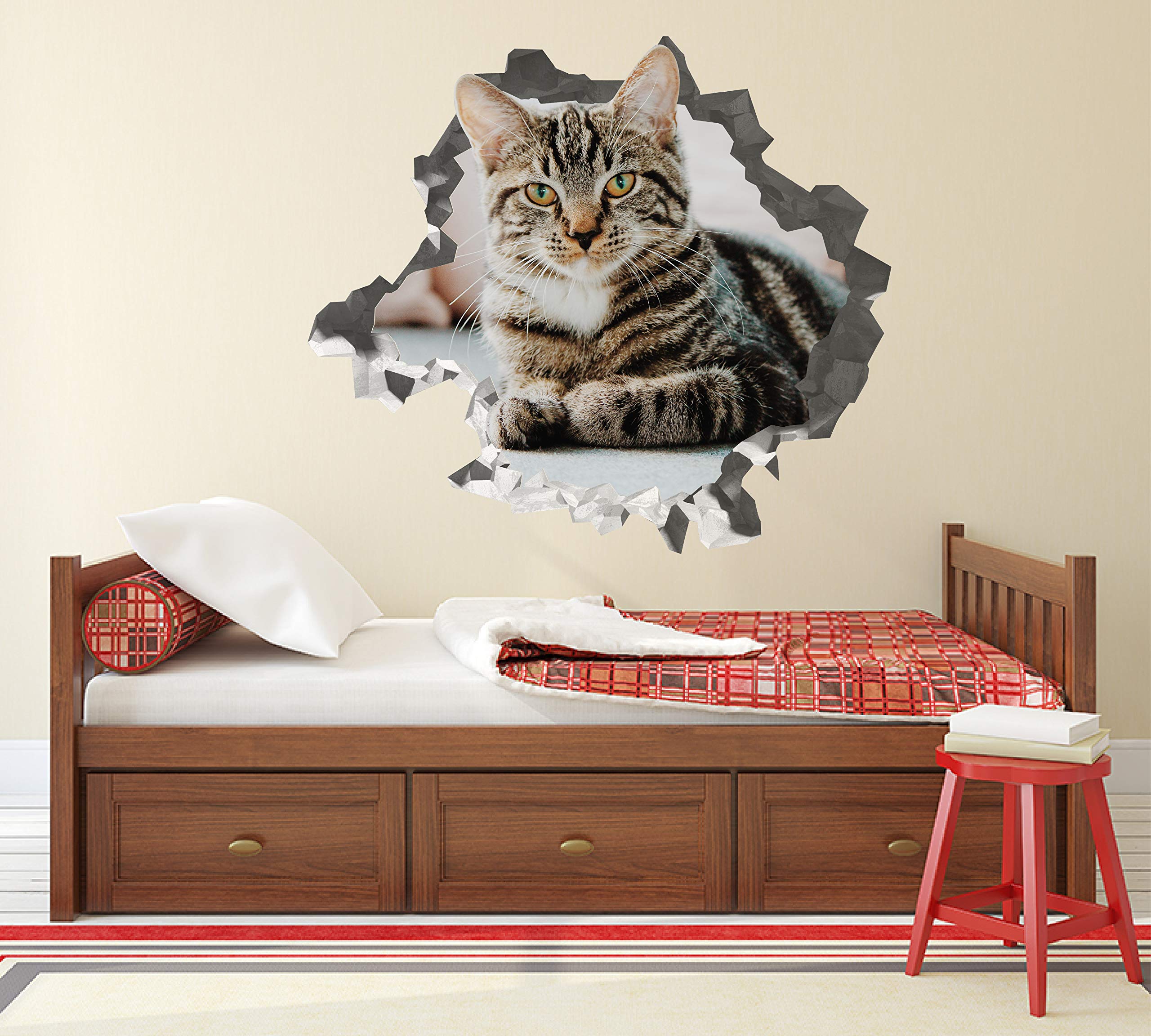 Gato Lindo Pegatina - Calcomania Animales - Decoración de Cuartos Niños - Sticker de Gatitos - Decoración Infantil - JS378 (Grande: 102 cm x 91 cm)