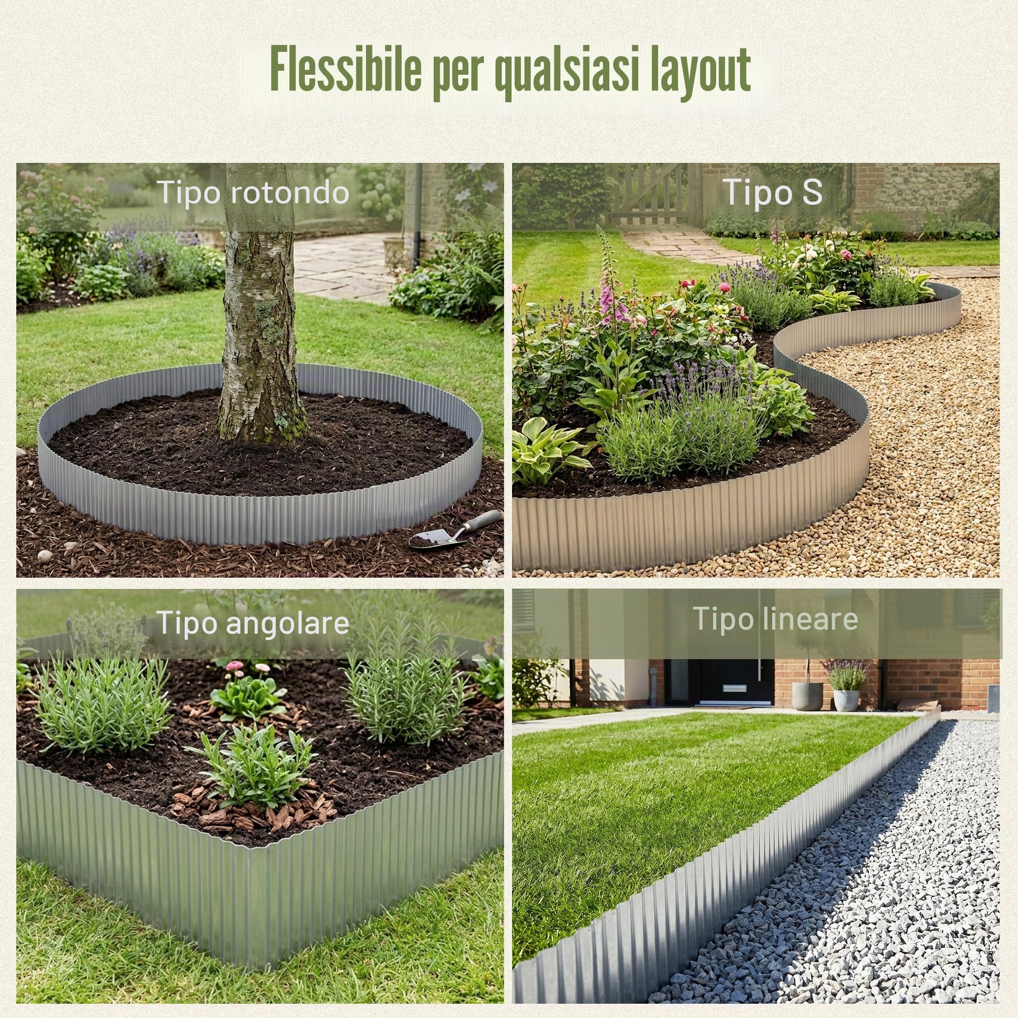 Bordo per Giardino 6M Bordatura in Metallo per Prato e Giardino Altezza 15cm Acciaio Corten Bordo Aiuola Spessore 0,3 mm Ondulati Flessibile Bordo per Giardino Prato Aiuola