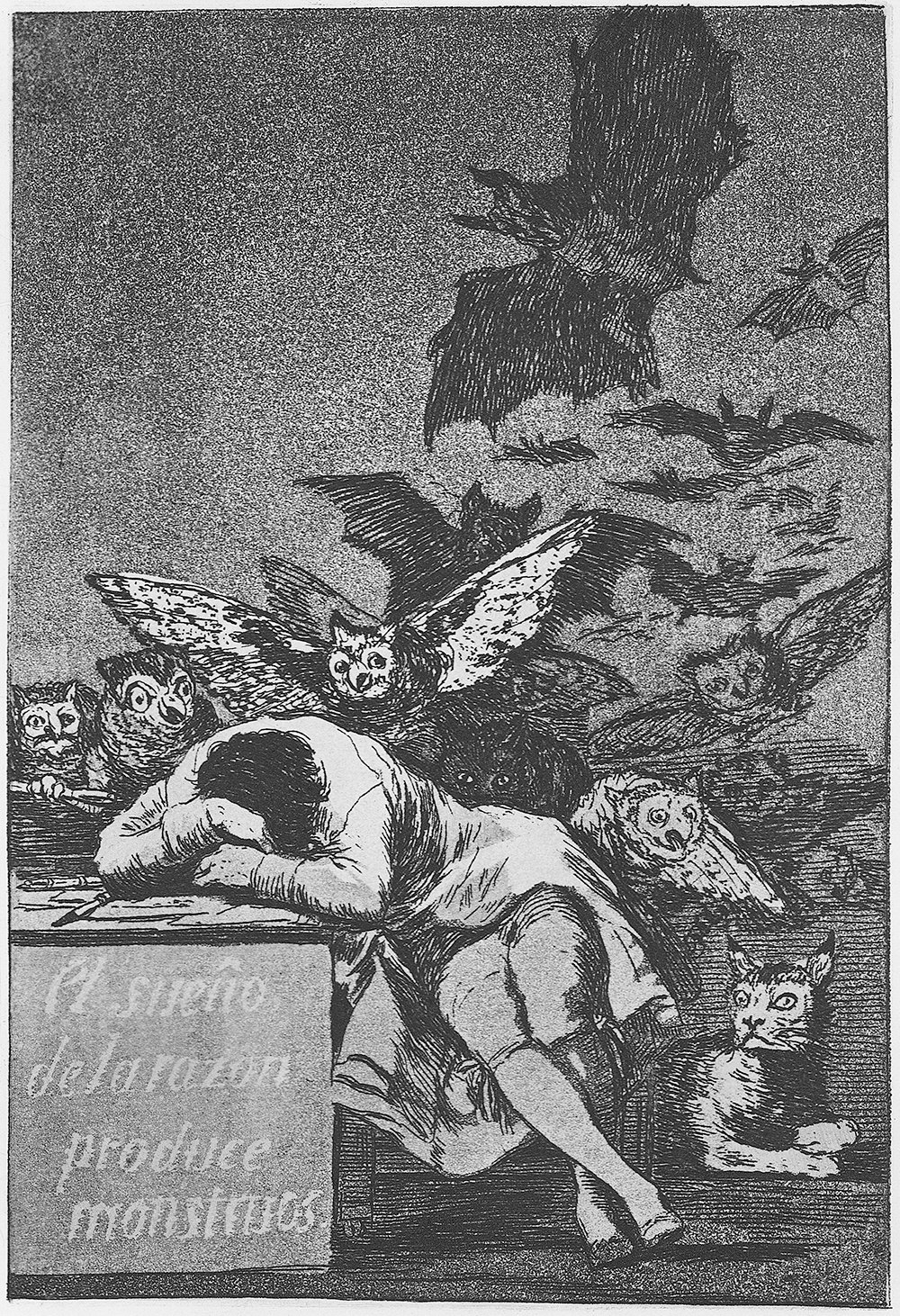 Francisco de Goya El sueño de la razón, lámina artística pequeña con papel mate