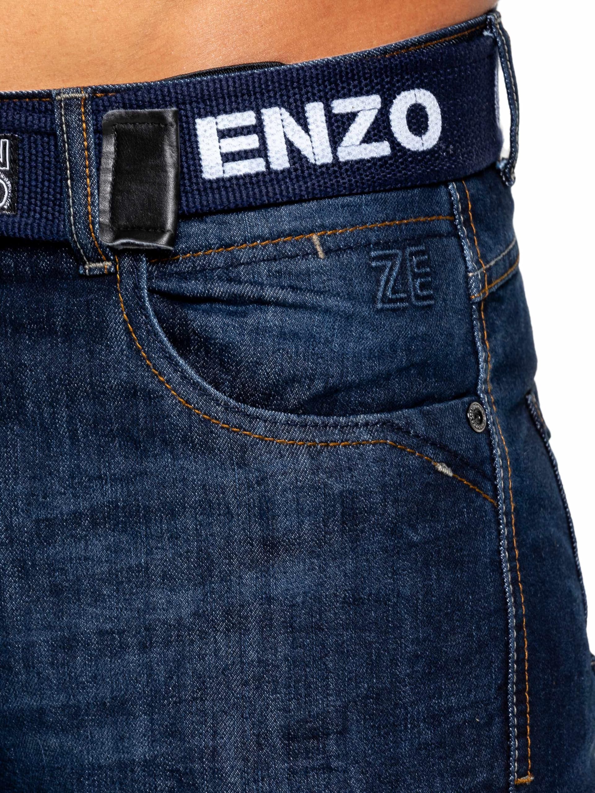 989Zé ENZO Regular Fit Pant Jeans Pantalones Vaqueros con Cinturon para Hombre