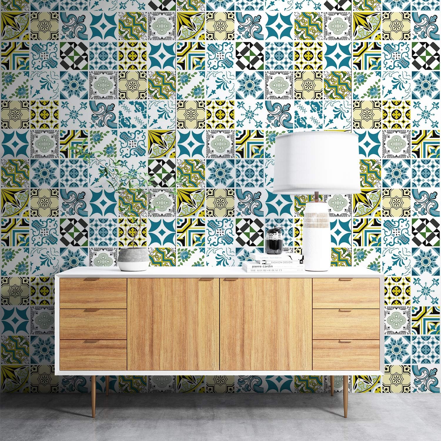 Oxdigi Bohemia Pattern Peel and Stick Wallpaper 24x 196 inch Removable Backsplash Self-Adhesive Waterproof Contact Paper for Kitchen Bathroom Liner Shelf Drawer Wall Home Decoration Mural Tile Roll