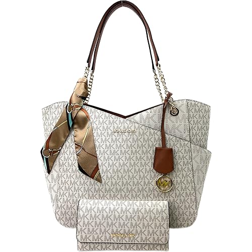 Michael Kors Jet Set Travel Large Chain Shoulder Tote bundled Jet Set Travel Trifold Wallet