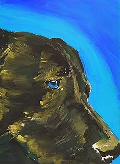 Black Labrador Wall Art Print, Colorful Labrador Dog Art, Lab Dog Gift, Blue Black Lab Dog Artwork, Colorful Labrador Dog Painting Print signed by Oscar Jetson