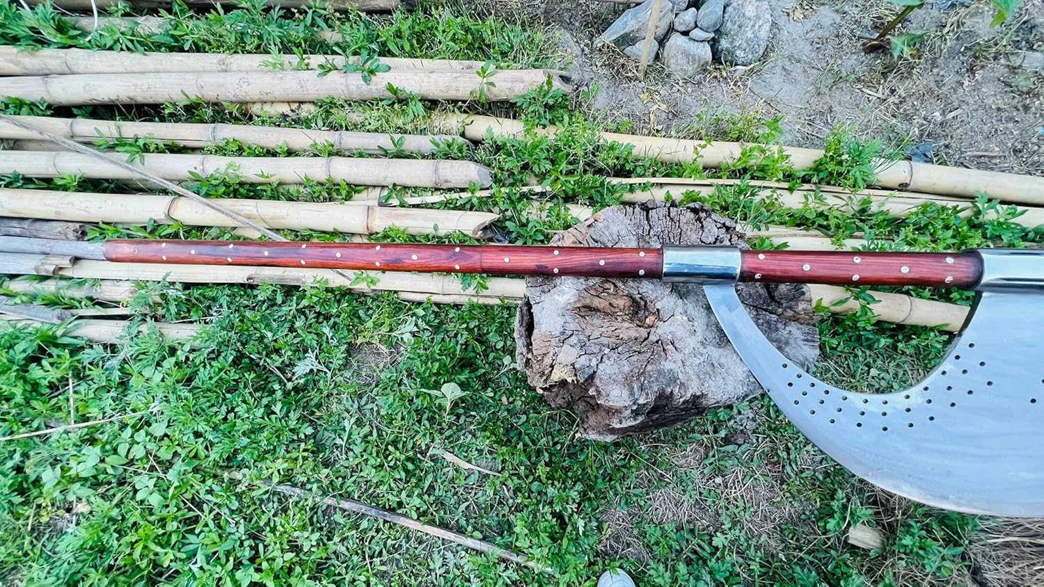 EGKH-20 Custom Blade Large Bardiche Pole Axe Blunt Axe Head-High Carbon Steel- Hardest-Hitting of Axe-Hand Crafted-Long Handle-Ready to Use