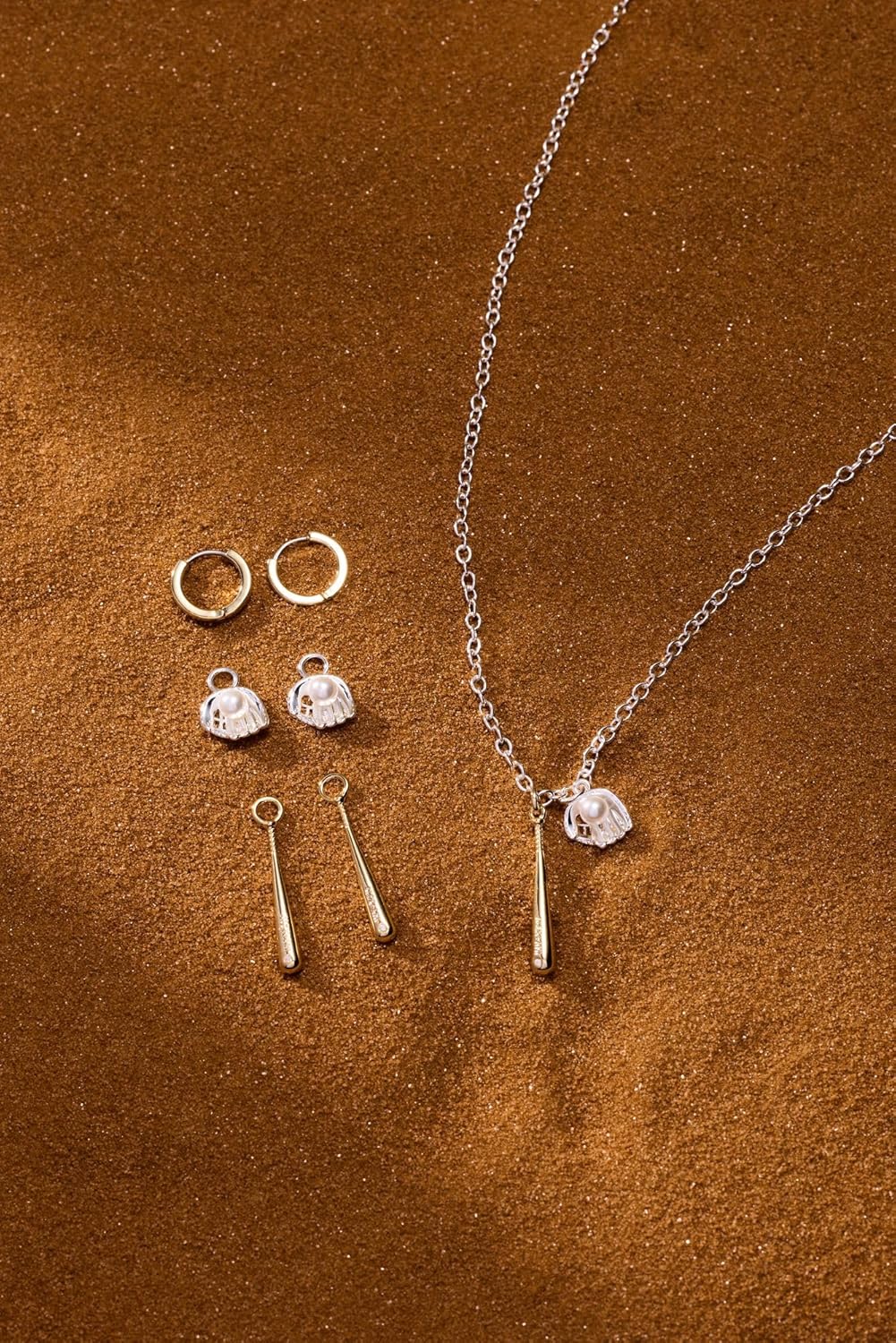 Alex and Ani Baseball Duo Charm Pendant, Brass Two Tone