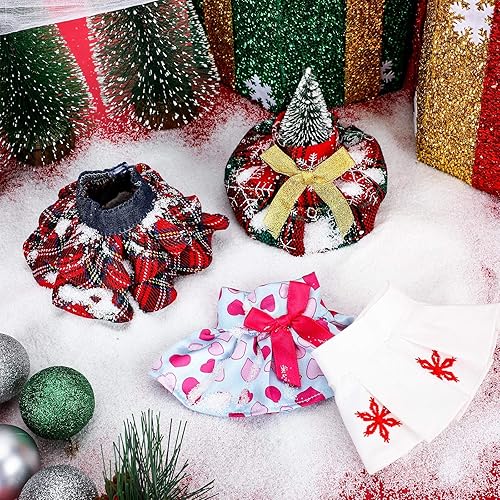 Miniatura 7 de Juego de 4 faldas de elfo de Navidad, vestido de Navidad, faldas de fiesta, ropa de muñeca elfa, juego de accesorios de Navidad para decoraciones de