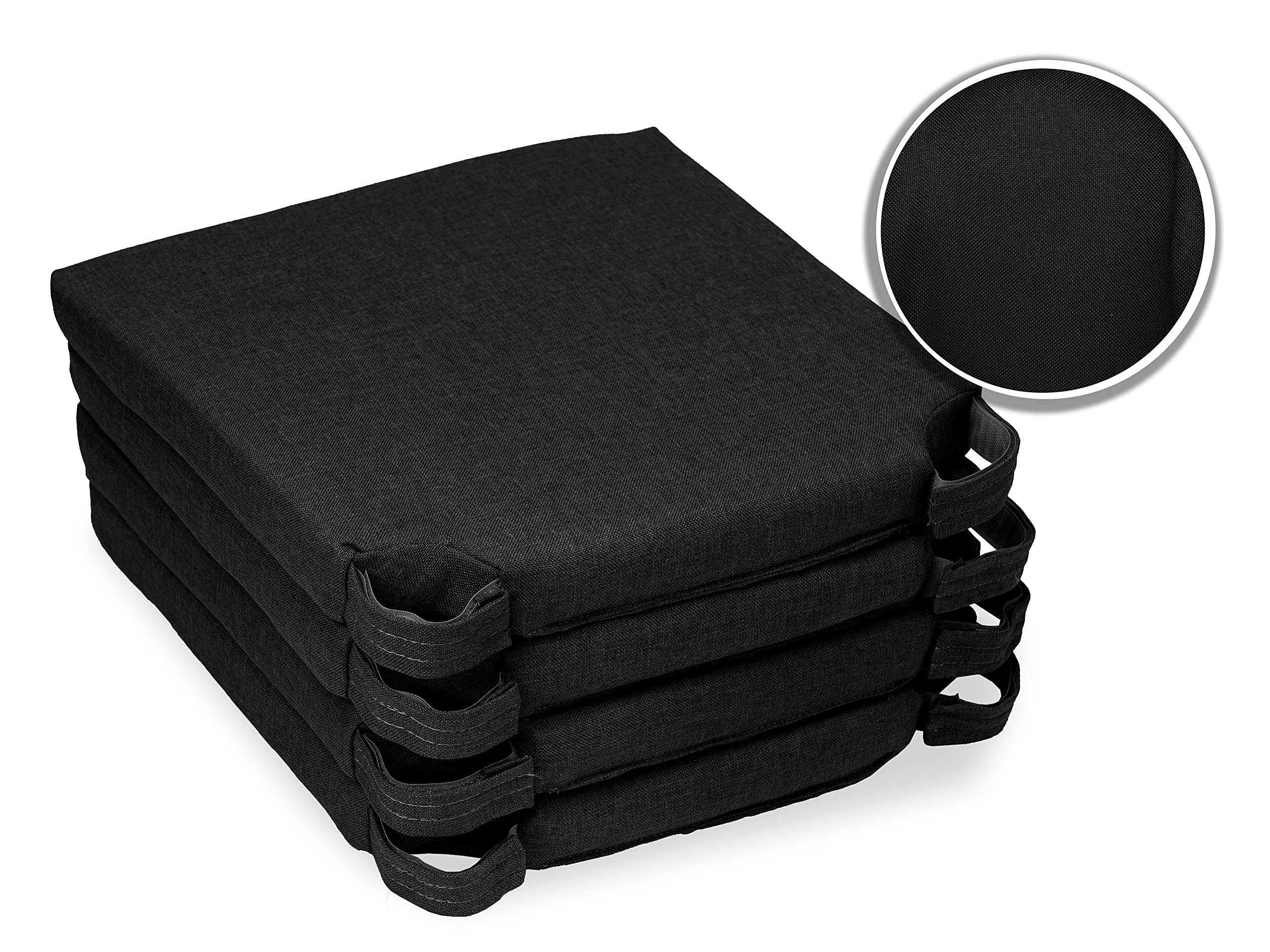 sunnypillow zestaw 4 poduszek na krzesło z zapięciem na rzepy do domu i ogrodu - siedzisko na krzesło - do użytku wewnątrz i na zewnątrz - Wymiary: 42 (przód) | 35 (tył) x 40 x 5 cm - kolor czarny