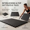 EASYHOME 24mm Interlocking Gym Mats for Floor, Super Thick Workout Mat for Heavy Exercise & Floor Protection, EVA Foam Mat- 60x60cm (12 Tiles - 48Sqft) gallery image