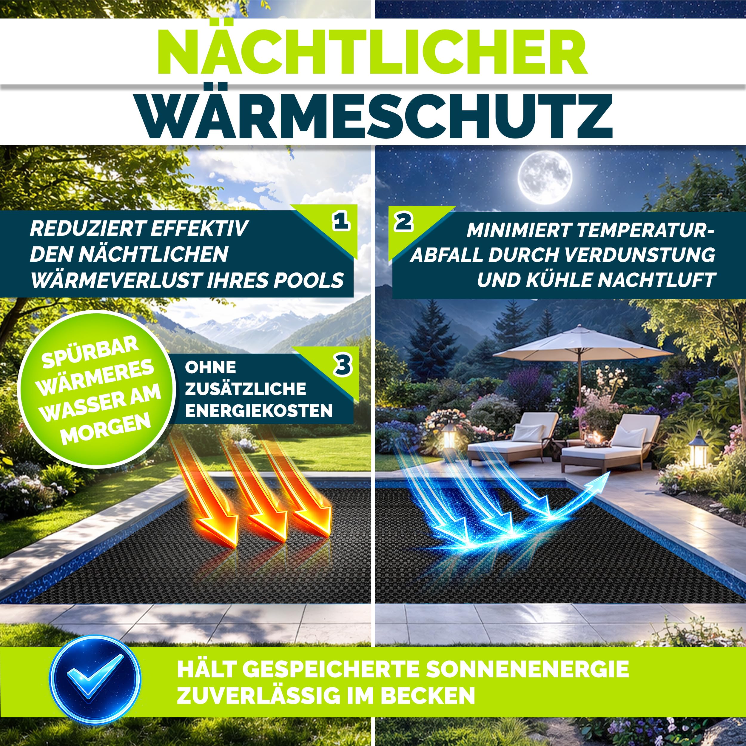 Tillvex Elite Pool Solarfolie 400 µm Rechteckig 450x220 cm Solarplane ProHeat QB4 Wärmeplane zuschneidbar Solarabdeckung